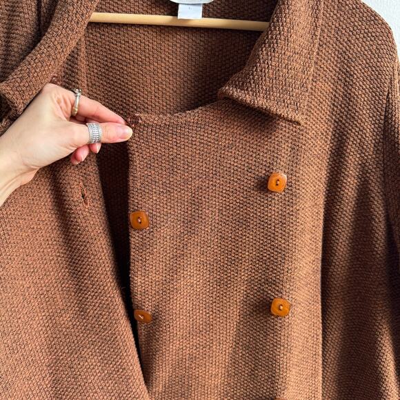 Vintage PRINCESS KNITWEAR Speckled Brown Double-Breasted Knit Cardigan Jacket - Picture 7 of 7